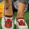 Shoes zolucky | Christmas Cartoon Elk Comfy Mesh Fabric Slip On Shoes Beige