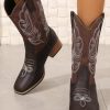 Shoes zolucky | Casual Pu Cowboy Boots Deep Brown