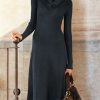 Dresses zolucky | Casual Plain Loose Long Sleeve Dress Black