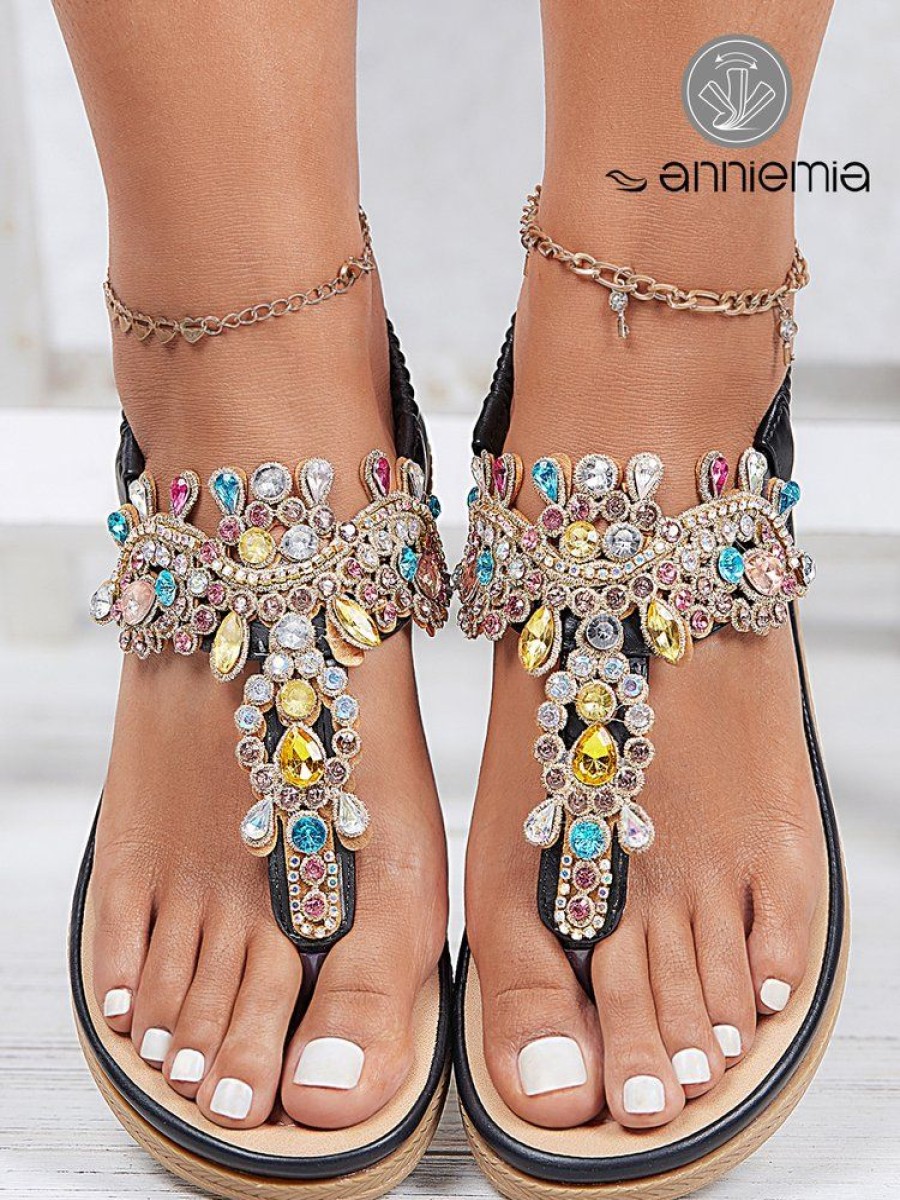 Shoes zolucky | Soft Comfortable Fashion Party Rhinestone Flip Sandals