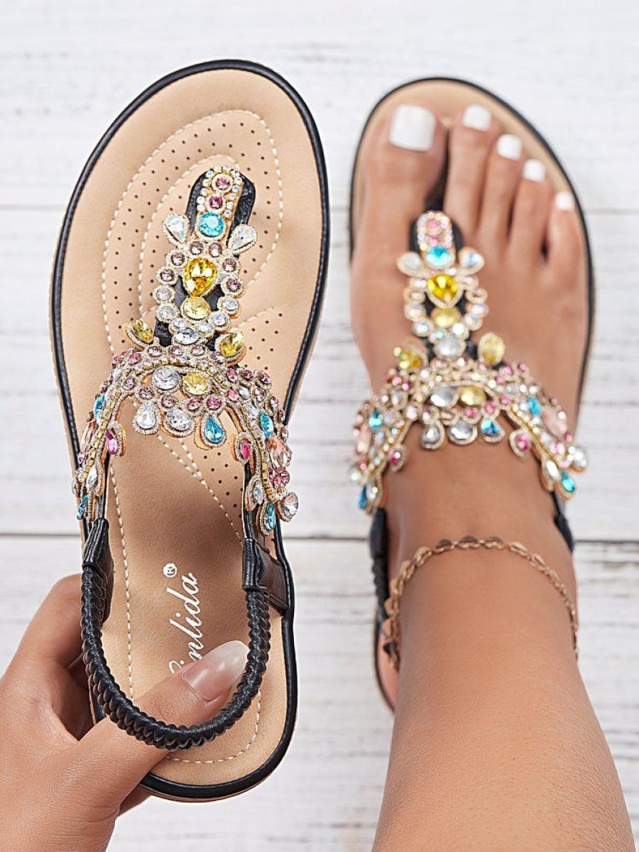 Shoes zolucky | Soft Comfortable Fashion Party Rhinestone Flip Sandals