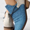 Shoes zolucky | Casual Chunky Heel Canvas Fashion Boots