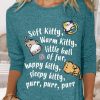 Topshot zolucky | Womne'S Soft Kitty Warm Kitty Cat Text Letters Casual Long Sleeve Shirt