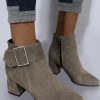 Shoes zolucky | Belt Buckle Chunky Heel Pointed Toe Booties