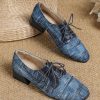 Shoes zolucky | Vintage Denim Paneled Warm Lined Lace Up Shoes Blue