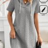 Dresses zolucky | Loose Casual Hoodie Plain Dress Gray