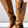 Shoes zolucky | Casual Plain Pu Western Boots