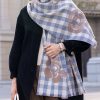 Accessories zolucky | Elegant Floral Plaid Fringe Imitation Cashmere Scarf