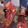 Shoes zolucky | Christmas Snowman Cartoon Printed Lace-Up Boots