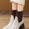 Shoes zolucky | Color-Block Knitted Paneled Square Toe Block Heel Slip On Chelsea Boots