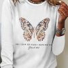 Topshot zolucky | Women'S Casual Jeremiah 29 11 For I Know The Plans I Have For You Print Cotton-Blend Crew Neck Butterfly Long Sleeve Shirt