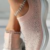 Shoes zolucky | Casual Plain Hot Drilling Mesh Fabric Flyknit Sneakers Pink