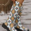 Shoes zolucky | Ethnic Printed Wearable Slip On Mid-Calf Boots Multicolor