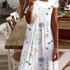 Dresses zolucky | Asymmetrical Neck Casual Floral Printed Dress