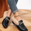 Shoes zolucky | Elegant Imitation Pearl Plush Slip On Loafers Black