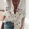 Topshot zolucky | Floral-Print Long Sleeve Blouse White