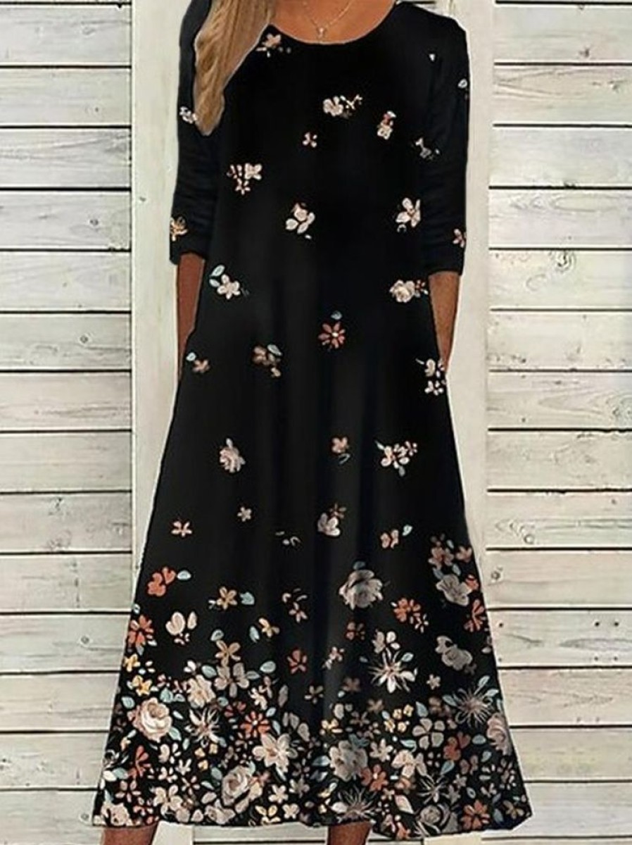 Dresses zolucky | Vacation Floral Dress Black