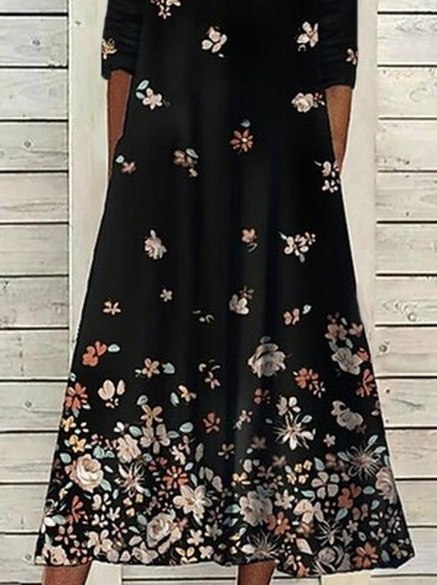 Dresses zolucky | Vacation Floral Dress Black