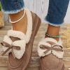 Shoes zolucky | Women'S Vintage Bowknot Color Block Fluffy Flat Shoes