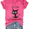 Topshot zolucky | I Am Fine Everything Is Fine Cat Print Shirt&Top