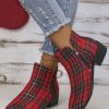 Shoes zolucky | Christmas Plaid Casual Classic Ankle Boots Red