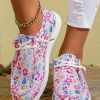 Shoes zolucky | Women Floral Print Casual Lace-Up Boat Shoes As Picture