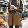 Dresses zolucky | Leopard Printed Long Sleeve Knitting Dress Khaki