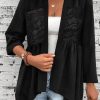 Outerwearshot zolucky | Casual Plain Loose Lace Kimono Black