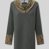 Topshot zolucky | Paisley A-Line Casual Cowl Neck Top Deep Gray