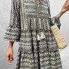 Dresses zolucky | Casual Ethnic Loose Dress Army Green