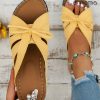 Shoes zolucky | Casual Bowknot Hollow Out Pu Comfy Wedge Heel Slide Sandals