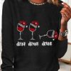 Topshot zolucky | Women'S Funny Christmas Drink Drank Drunk Red Wine Glass Casual Crew Neck Regular Fit Shirt