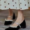 Shoes zolucky | Elegant Imitation Pearl Decor Block Heel Mary Jane Shoes Black