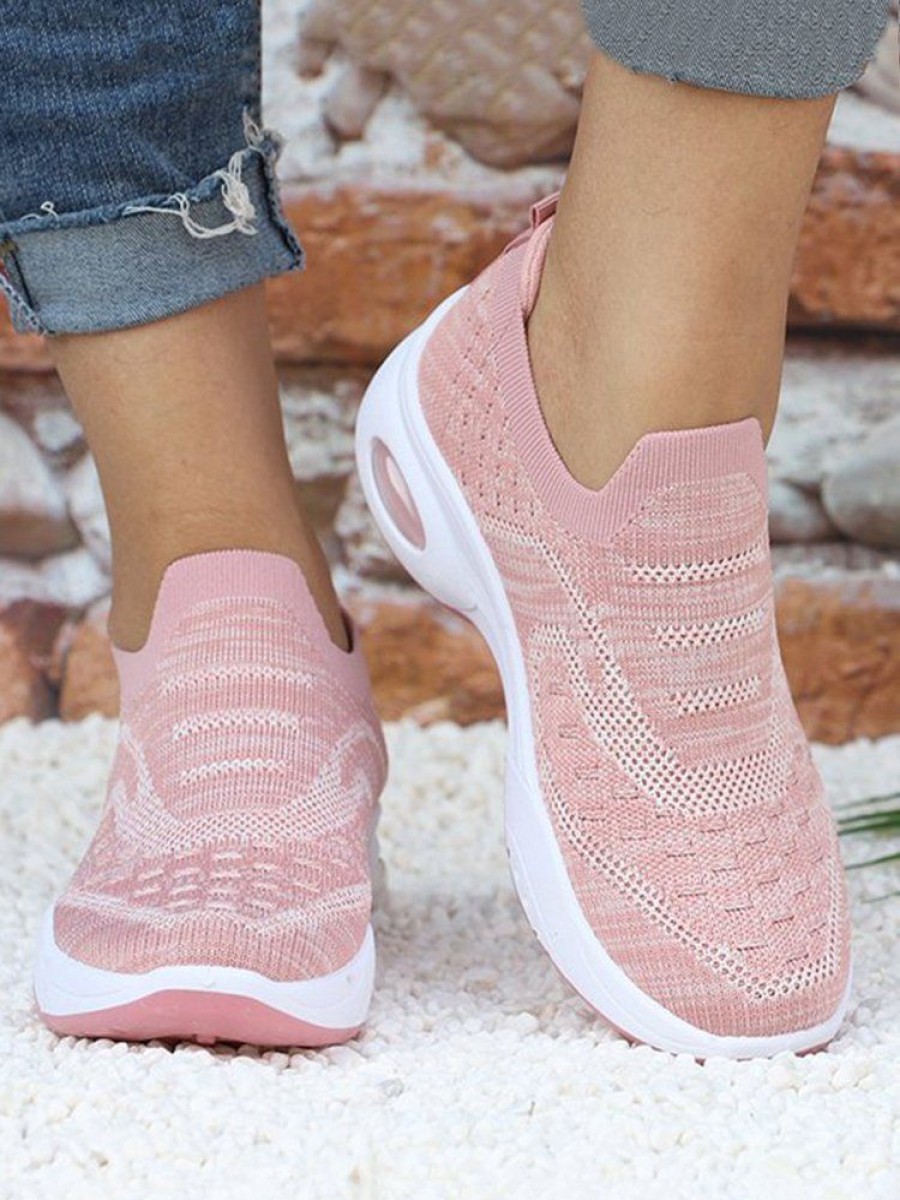 Shoes zolucky | Women Sports Shockproof Air Cushion Sole Slip On Flyknit Sneakers