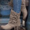 Shoes zolucky | Faux Suede Chunky Heel Riding Boots Khaki