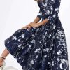 Dresses zolucky | Elegant V Neck Floral Swing Dress