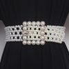 Accessories zolucky | Elegant Braided Imitation Pearl Wide Belt Dress Decorative Waist Belt