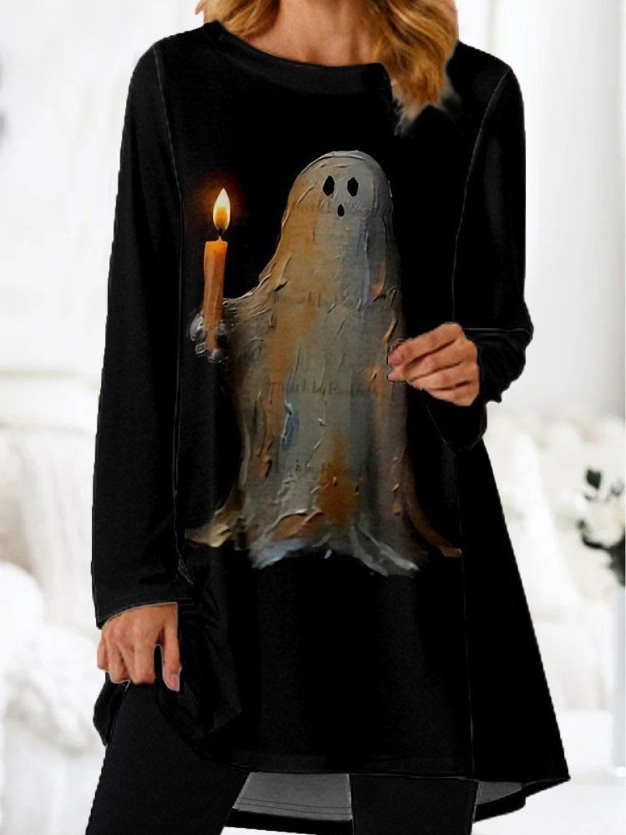 Dresses zolucky | Halloween Crew Neck Loose Casual Dress