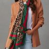 Accessories zolucky | Leopard Print Color Block Striped Fringe Scarf As Picture