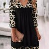 Dresses zolucky | Loose Leopard Casual V Neck Dress Black