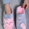 Shoes zolucky | Casual Cartoon Cat Letters Embroidery Warmth Fluffy Slippers