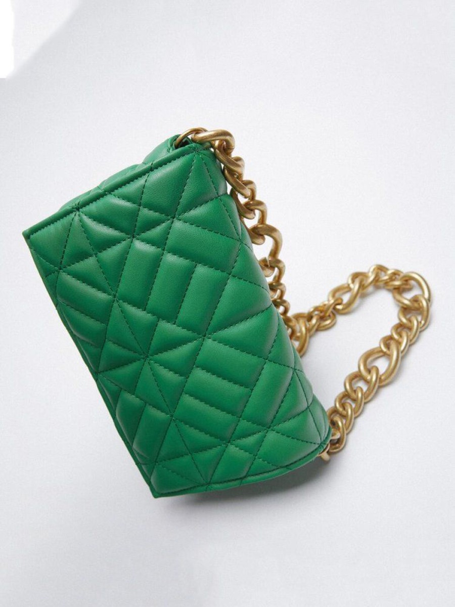 Accessories zolucky | Geometric Quilted Chain Magnetic Underarm Bag