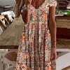 Dresses zolucky | Floral Casual Regular Fit Short Sleeve Knit Dress