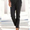 Bottoms zolucky | Striped Casual Autumn Lightweight No Elasticity Daily Mid Waist Elastic Band Long Casual Pants For Women Black