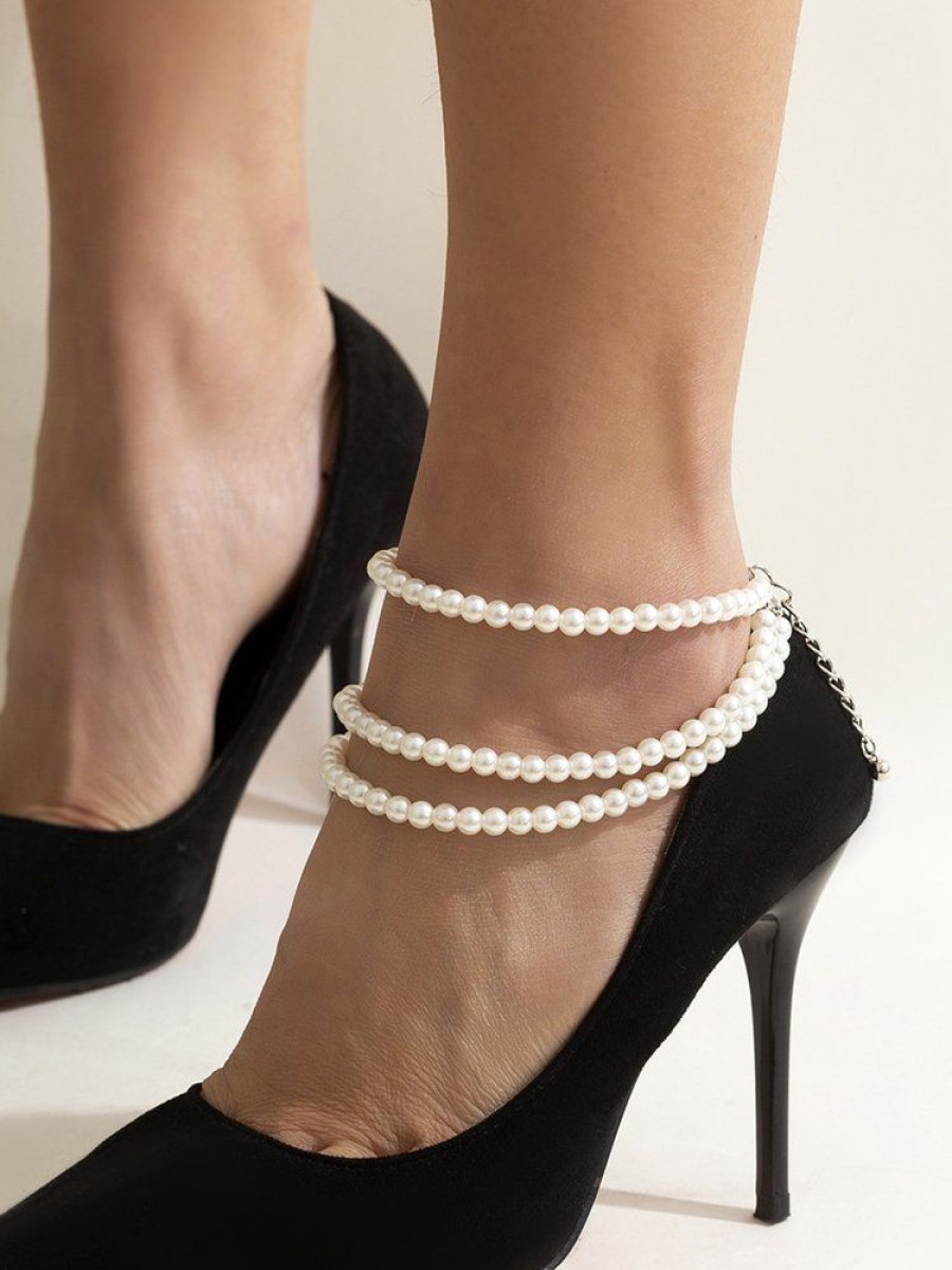 Accessories zolucky | Elegant Imitation Pearl Multilayer Anklet As Picture