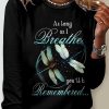 Topshot zolucky | As Long As Breathe Casual Dragonfly Regular Fit Crew Neck Long Sleeve Shirt Black