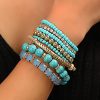 Accessories zolucky | Ethnic Turquoise Crystal Beaded Layered Bracelet Boho Jewelry Cyan