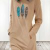 Dresses zolucky | Loose Feather Pattern Casual Crew Neck Dress