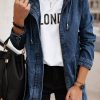 Outerwearshot zolucky | Women Casual Winter Solid Daily Long Sleeve Denim Jacket Blue