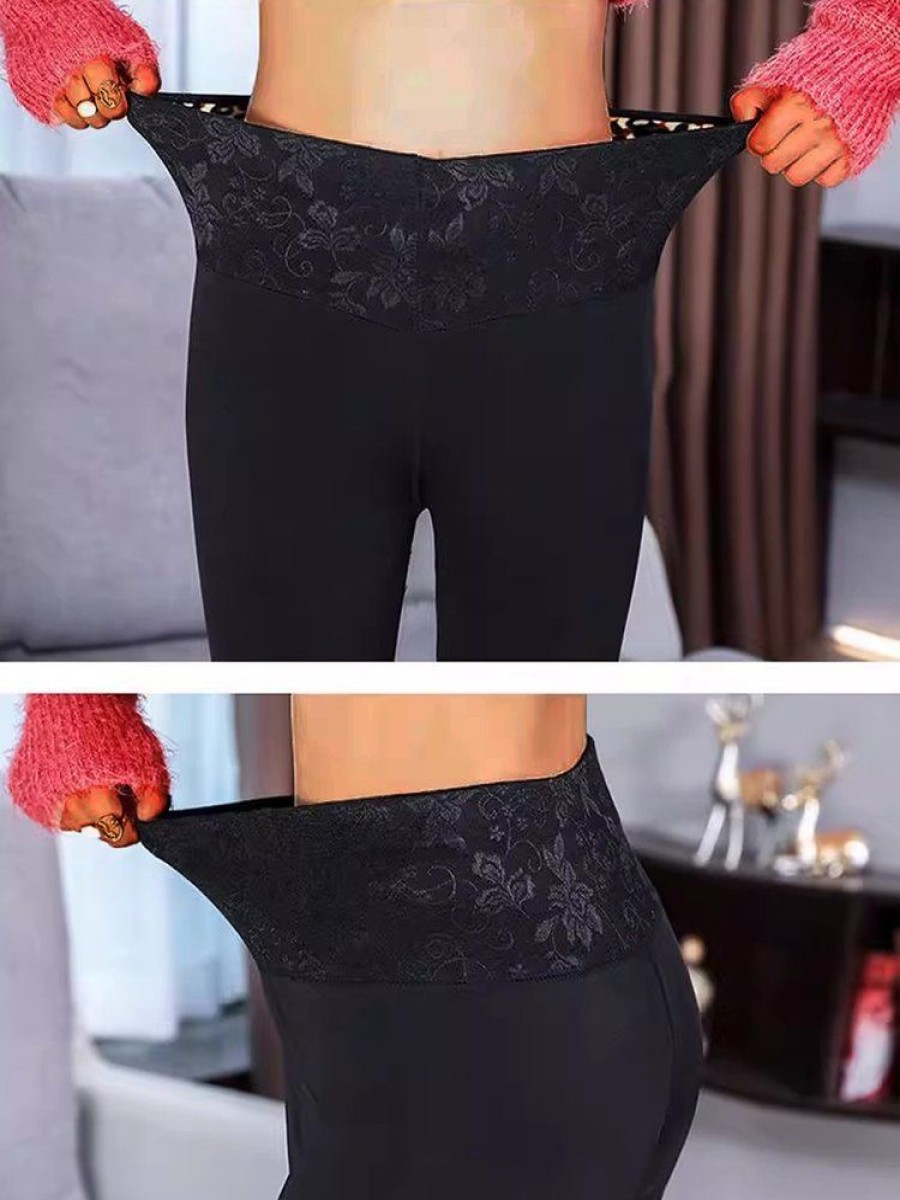 Bottoms zolucky | Casual Tight Lace Legging Black